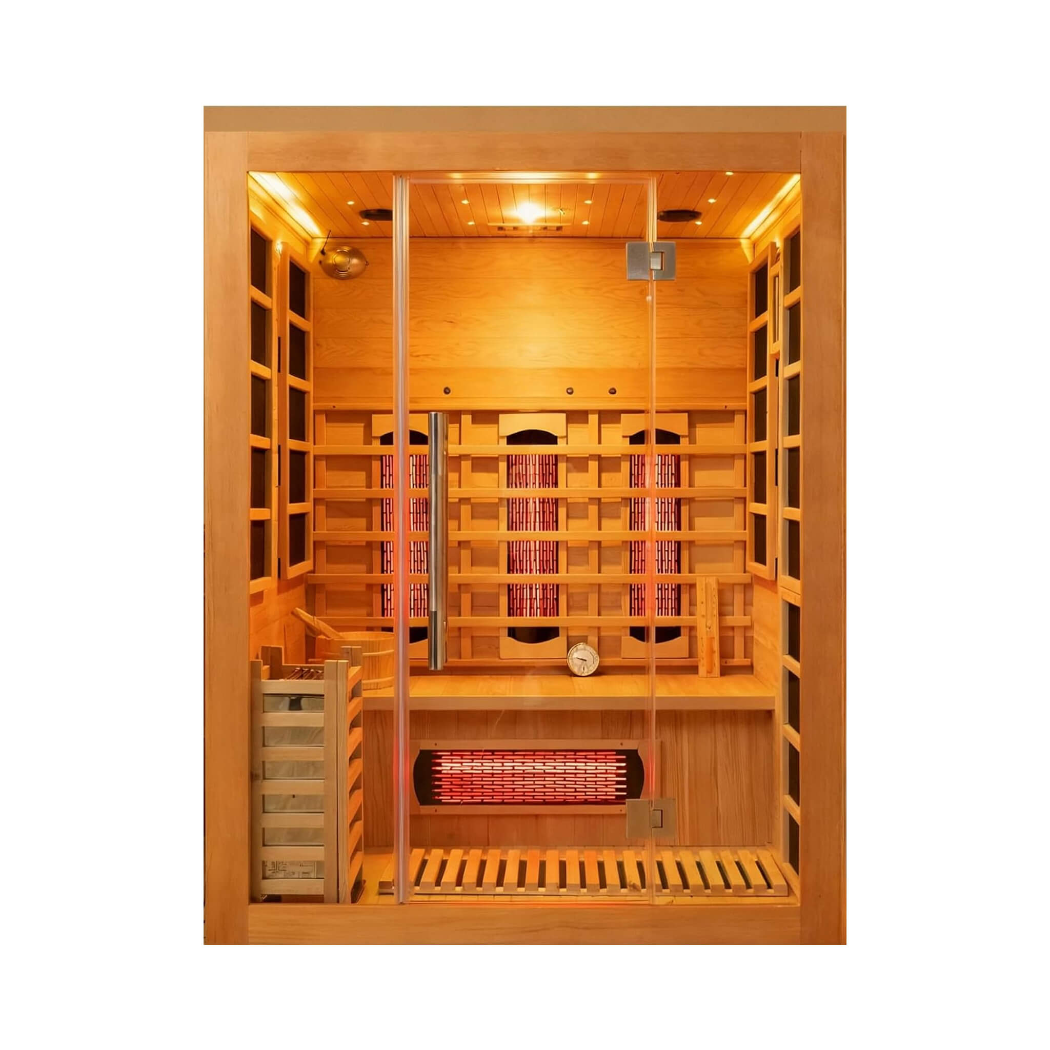 Rövia Aurora 3-Person Indoor Hybrid Sauna Room With Infrared And 4.5KW Steam Heater (SAK41592)